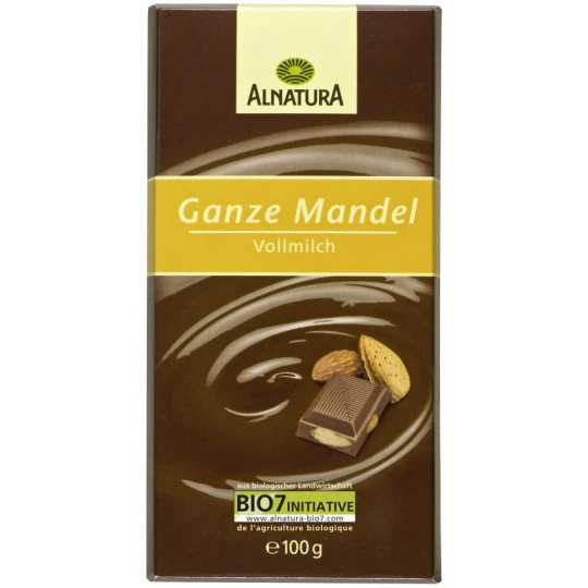 Bio Ganze Mandel Schokolade 100G 1 Bio Ganze Mandel Schokolade 100G