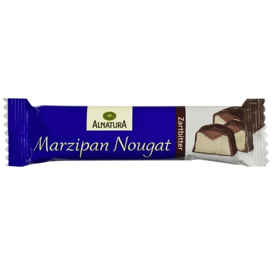Bio Marzipan Nougat Riegel Zartbitter 40G 1 Bio Marzipan Nougat Riegel Zartbitter 40G